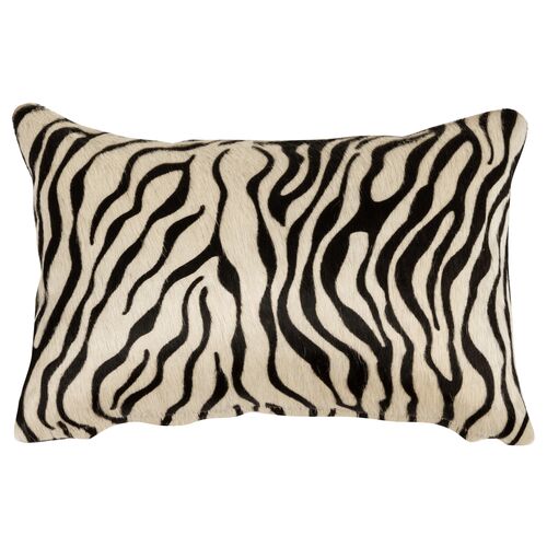 Zebra Hide Lumbar Pillow, Black/White~P77636652
