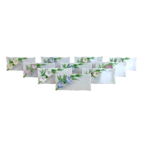 Porcelain Place Cards w/ Flowers, S/10~P77628272