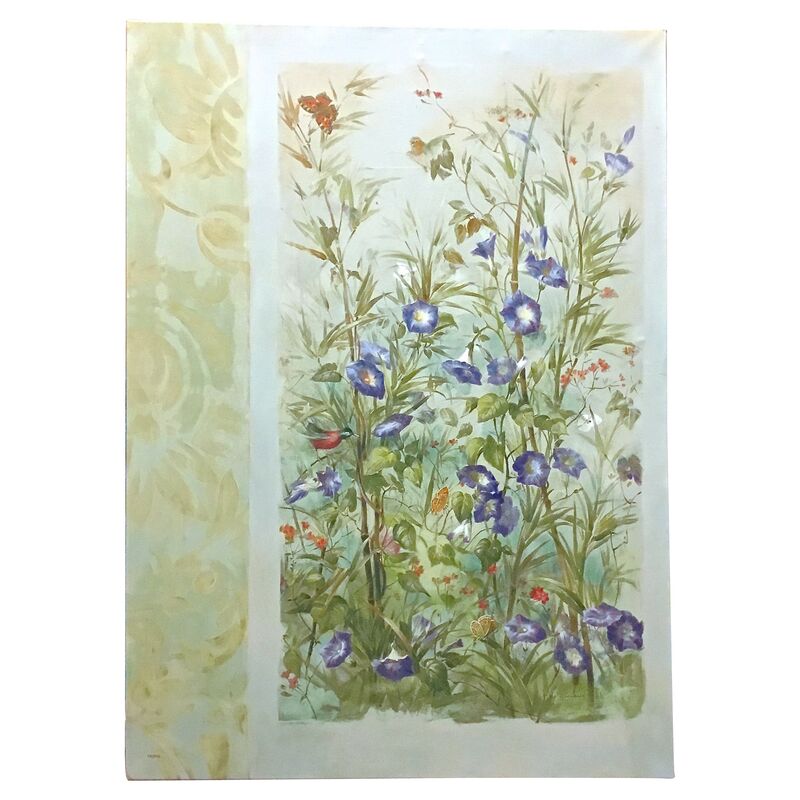 Faux Floral Painting Print On Canvas