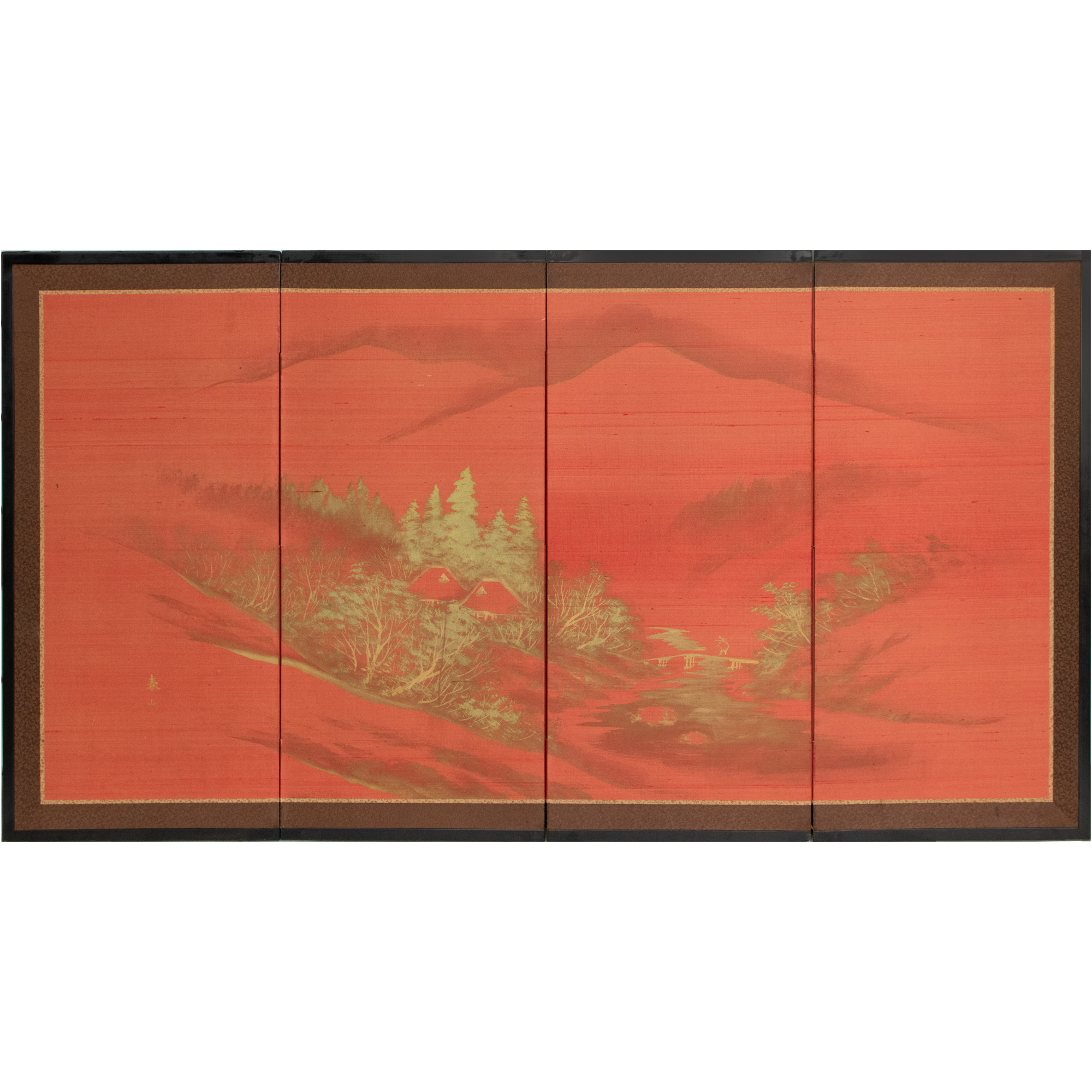 Shōwa Era Landscape on Red Silk Screen~P77681165