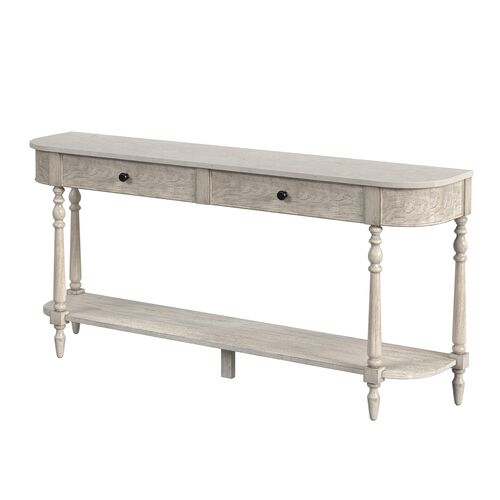 Liam 65" 2-Drawer Marble Tope Console Table, Rustic Gray