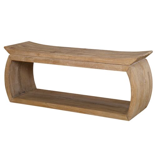 Tessa Reclaimed Elm Wood Bench, Natural