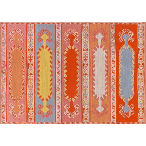Jess Outdoor Rug, Coral/Multi~P77351528