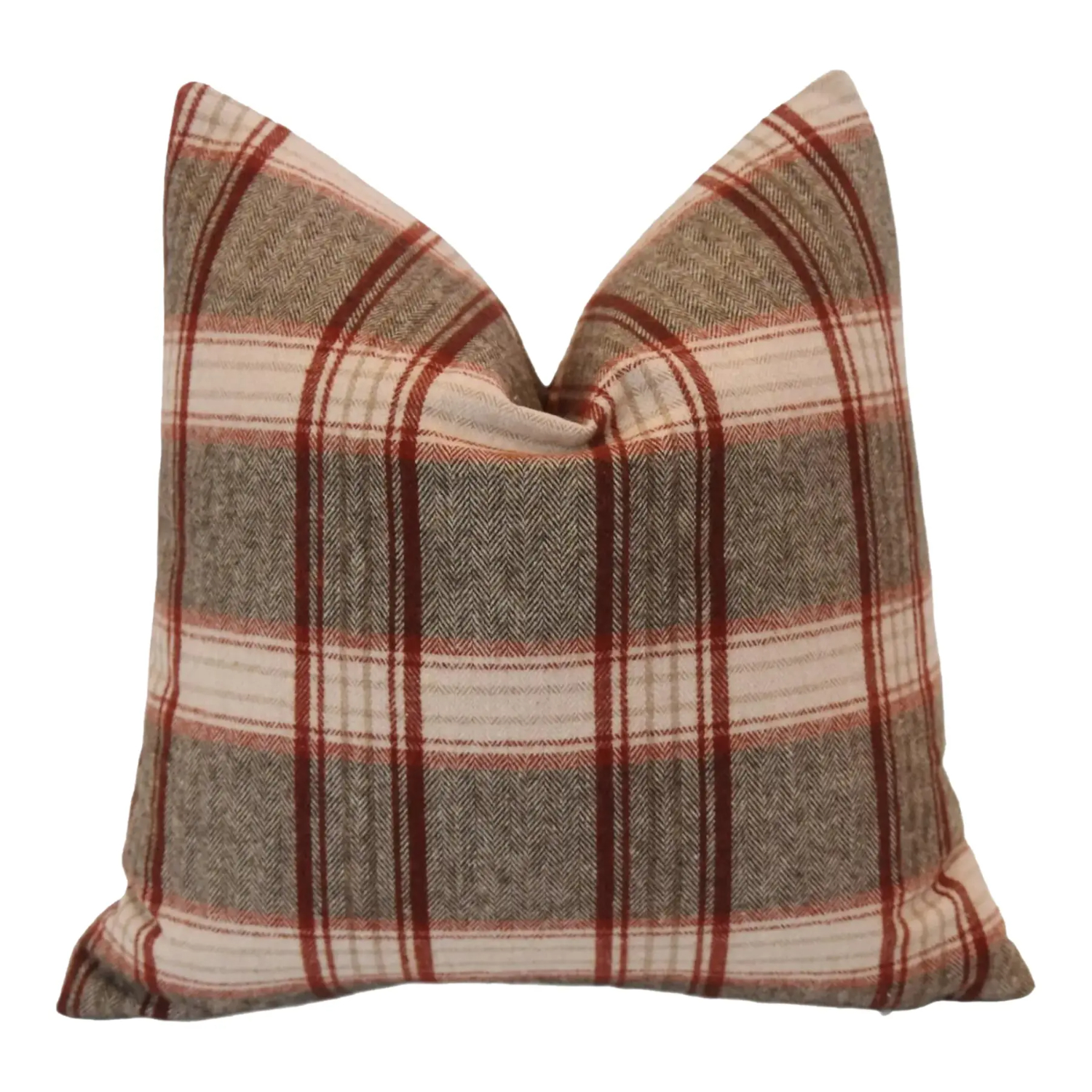 Red & Cream English Plaid Tartan Pillow Red & Cream English Plaid Tartan Pillow~P77761979