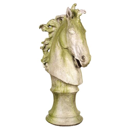 39" Horse Head Dramatic, White Moss~P76641232