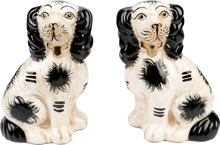 This Pair of Staffordshire-Style Dogs resemble 19th-century originals, as do several other variations we offer.
