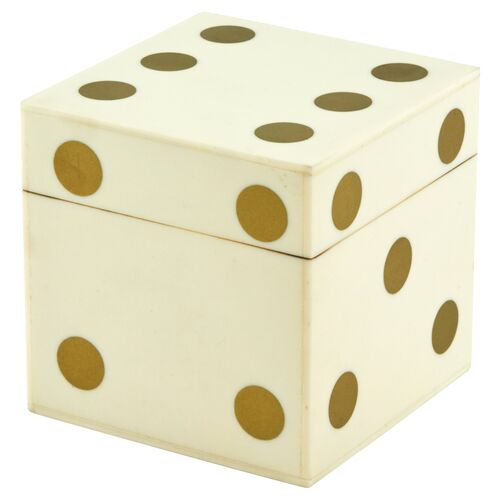 Gold Dice Box, Ivory~P77641230