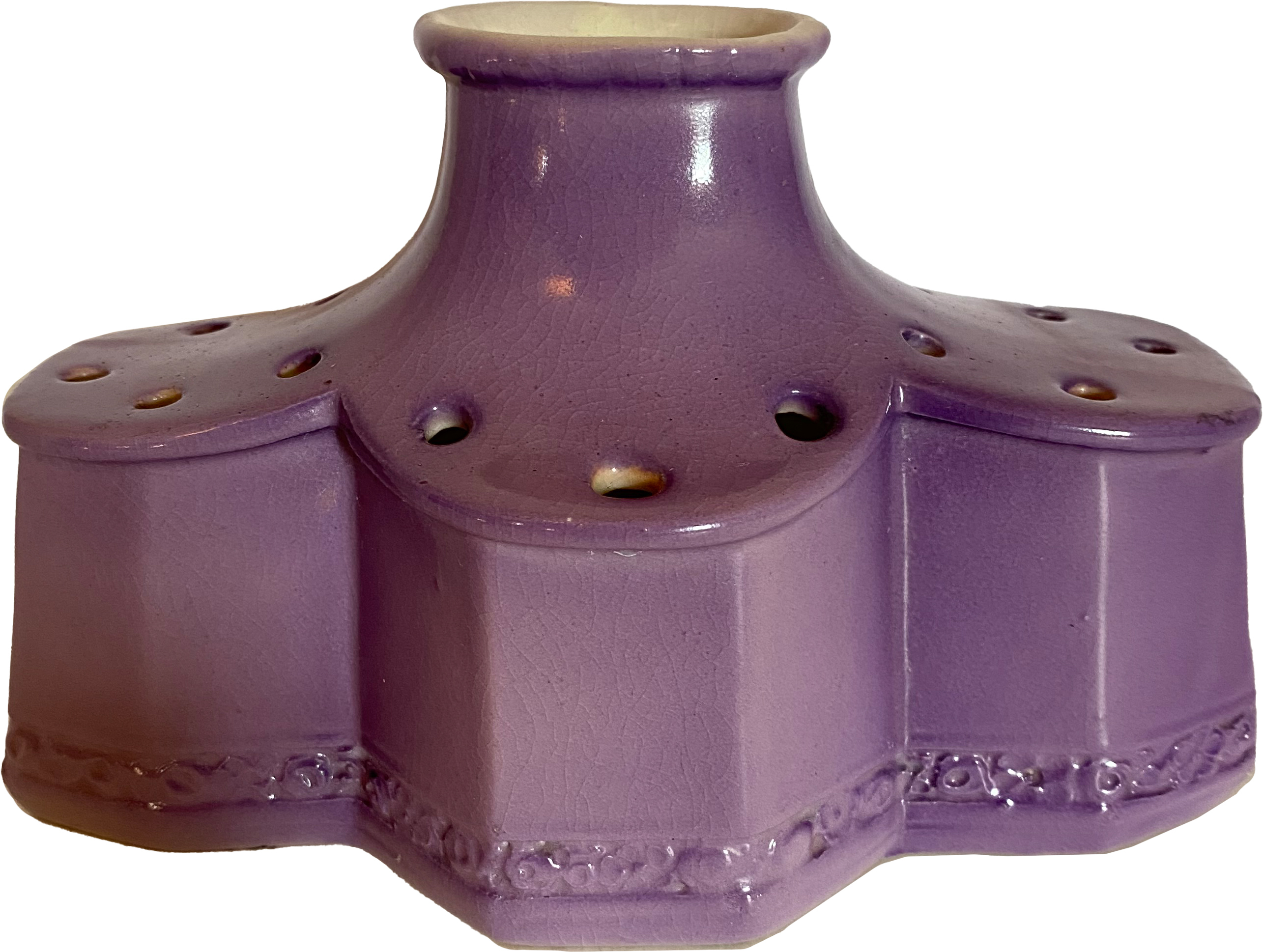 Lilac Art Pottery Vase/Flower Frog~P77611299