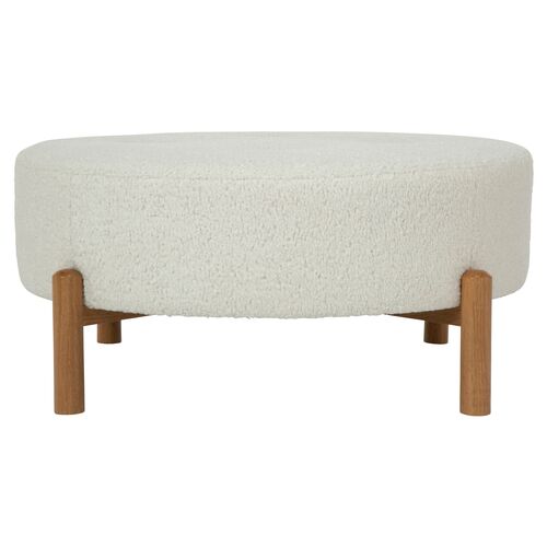 Nelson Round Cocktail Ottoman, Boucle~P77602276