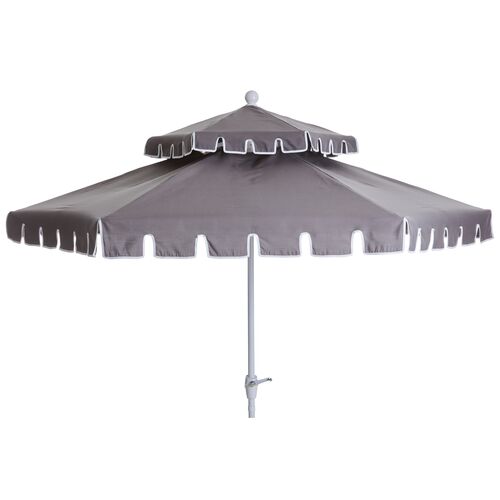 Poppy Two-Tier Patio Umbrella, Gray~P77416905