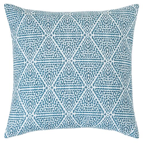 Azalea Geometric Pillow, Blue/White