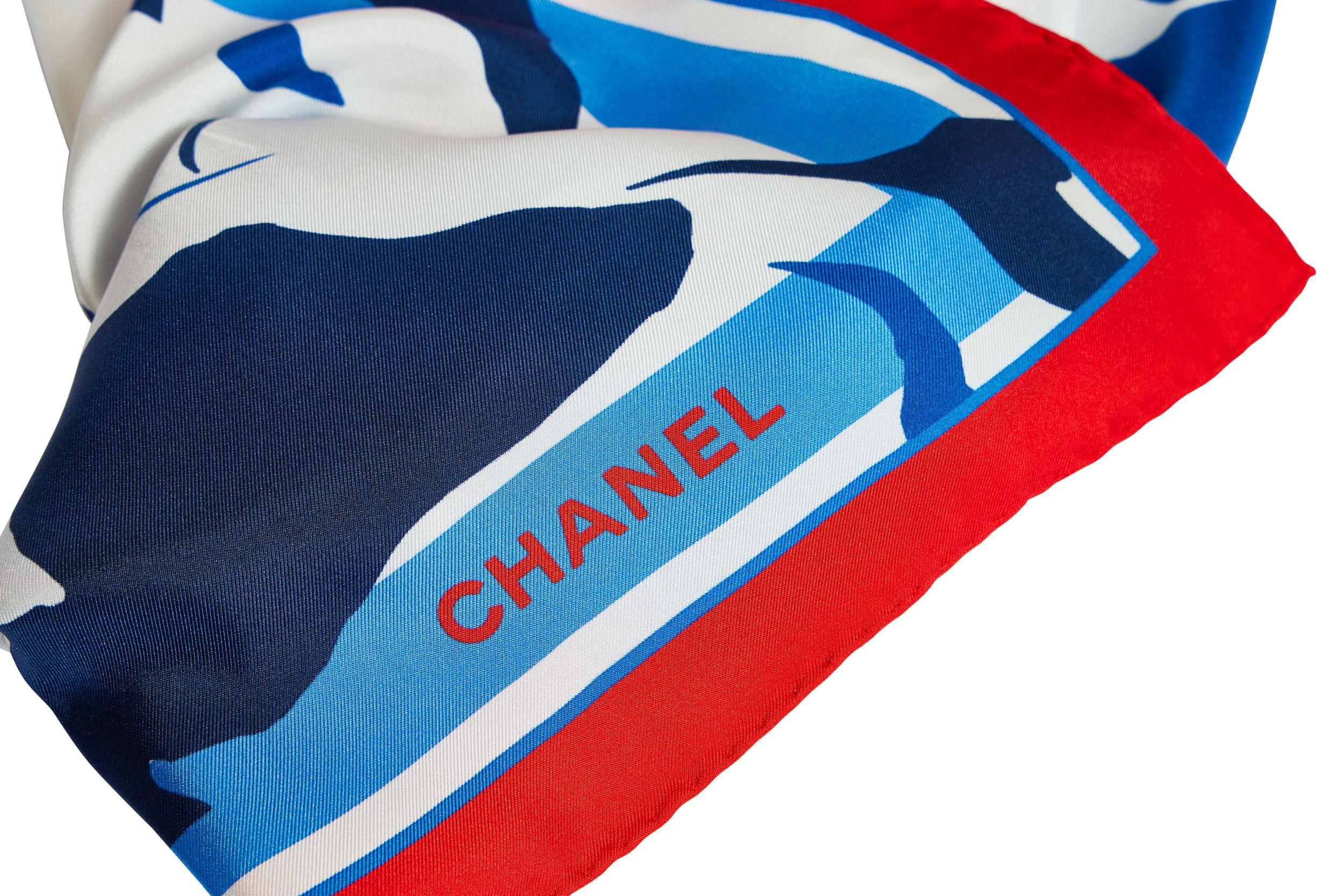 Chanel Vintage - Printed CC Silk Scarf - Blue - Silk Foulard