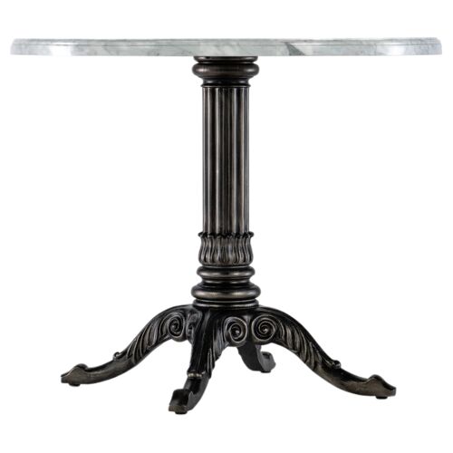 Charleston Carrara Stone Top Bistro Table, Grey/Black