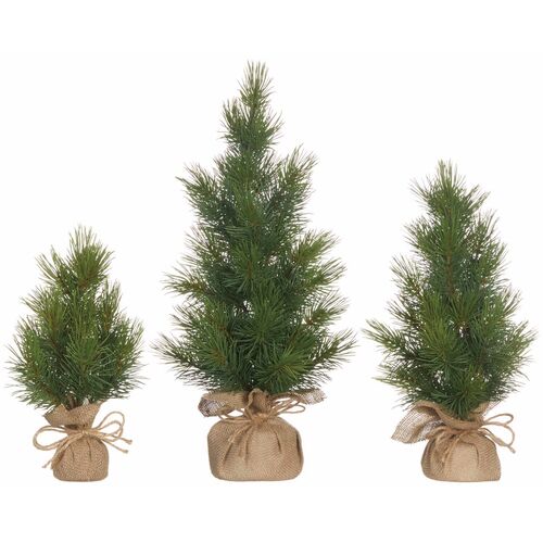 Set of 3 Pine Trees in Burlap Bags, 12.5" - 22"