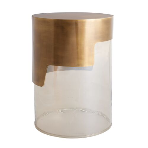 Jesse Accent Table, Smoke Gray Glass/Brass