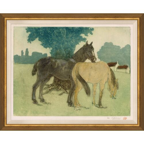Grazing Quarter Horses Painting