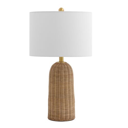Wolly 25.5" Rattan Table Lamp, Natural/Brass