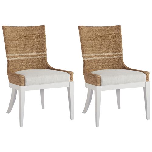 Coastal Living S/2 Delray Side Chairs, Natural/White~P77529535