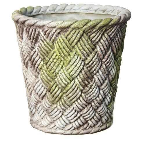 17" Woven Nied Basket, White Moss~P76506330