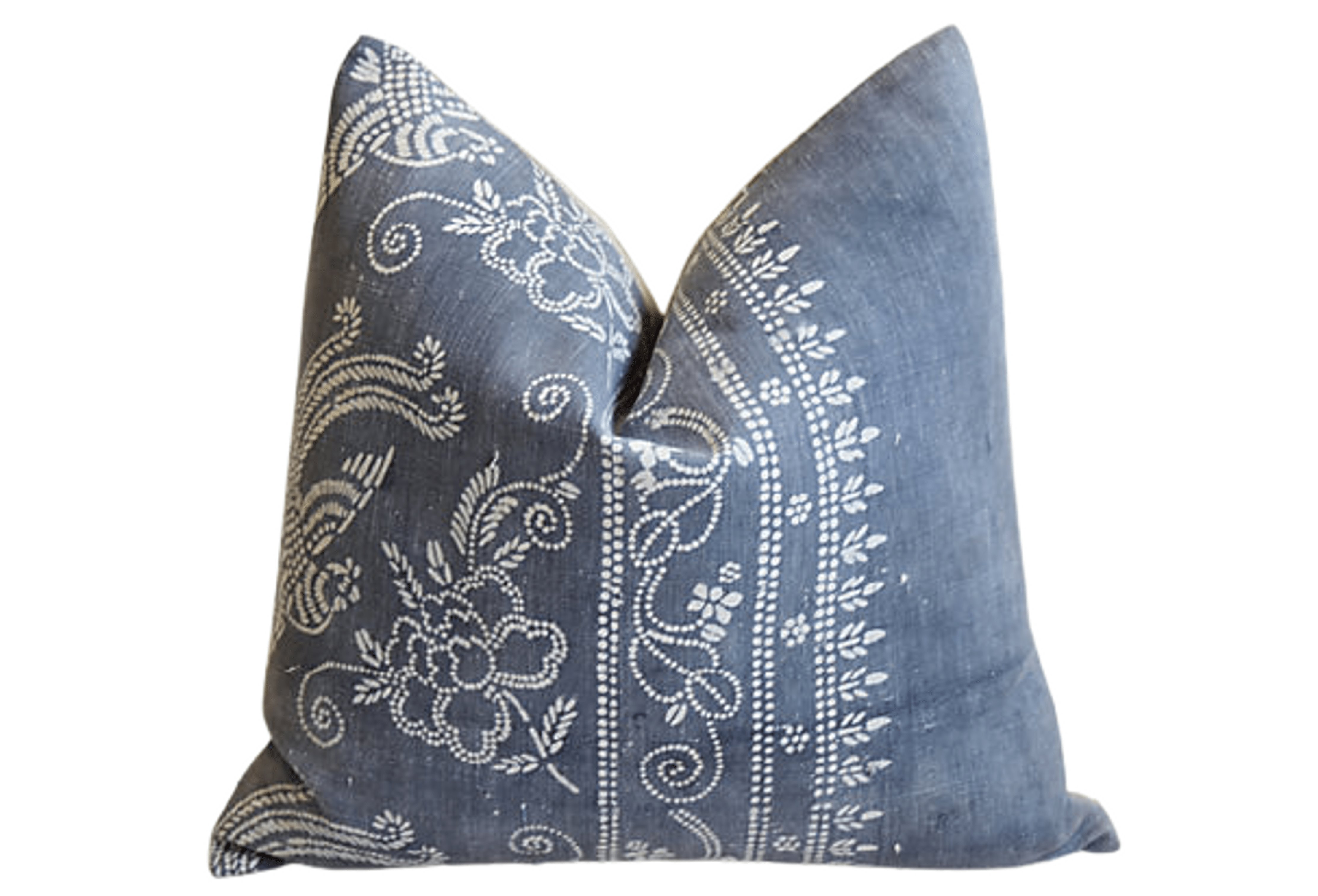 Gray & White Batik Chinoiserie Pillow~P77584543