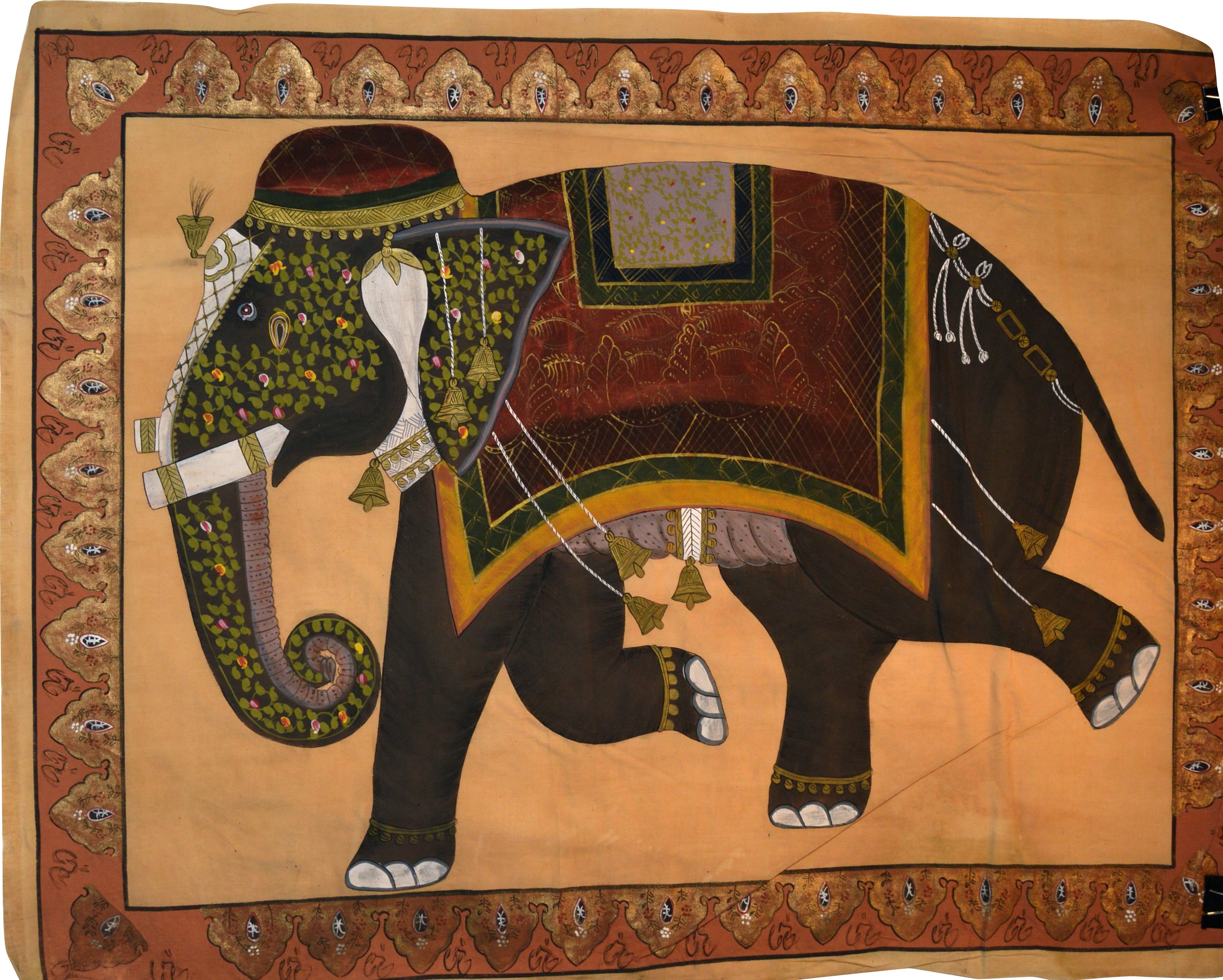 Antique Mughal Indian Elephant Painting~P77438932