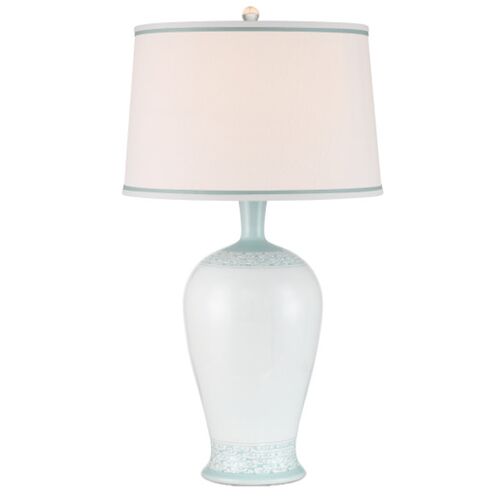 Ketty Porcelain Table Lamp, White/Light Blue