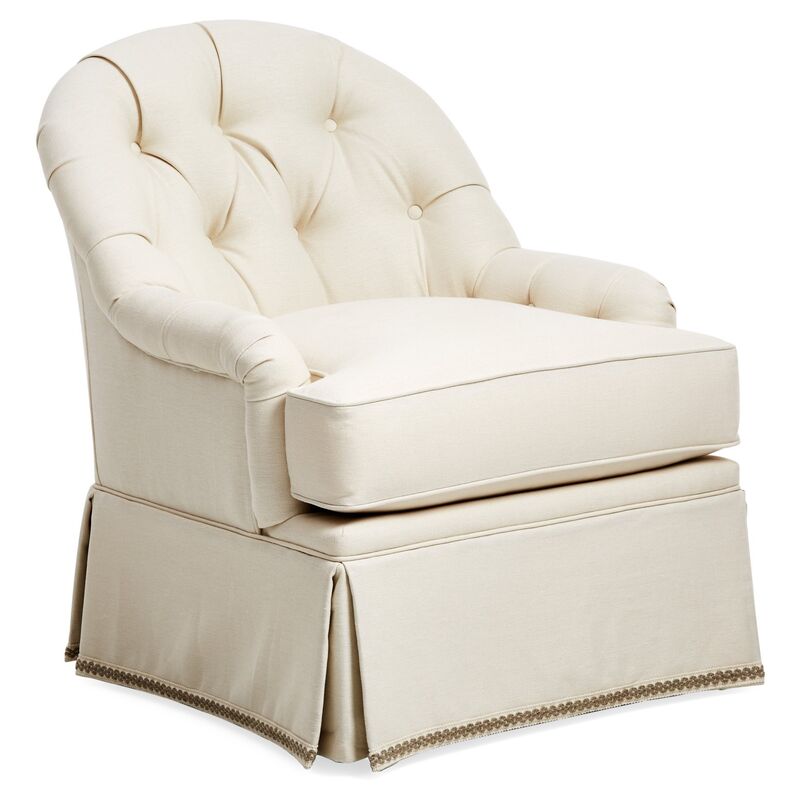 Marlowe Swivel Club Chair, Cream Linen
