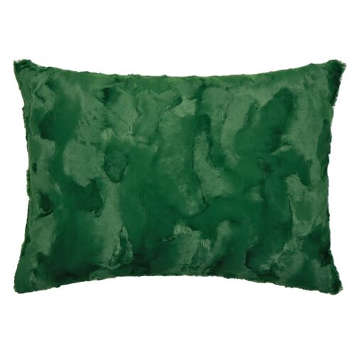 Isla 14x20 Faux Fur Lumbar Pillow, Emerald