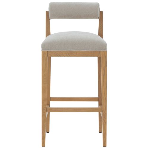 Opaline Rolled Back Barstool, Taupe/Natural