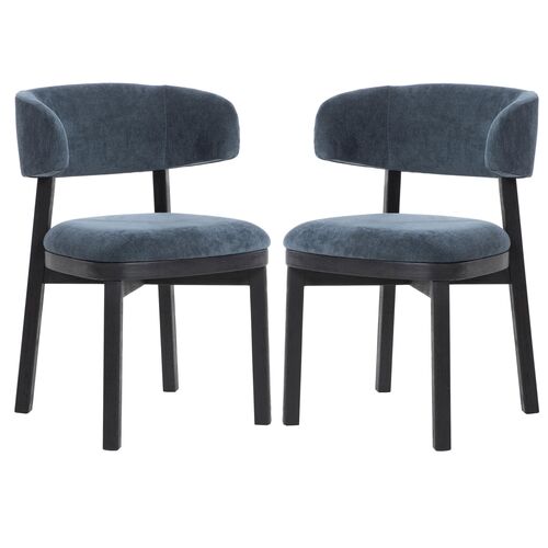 S/2 Inigo Upholstered Dining Chairs, Blue