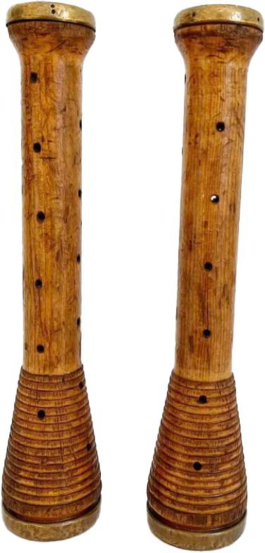 1960s Wood & Brass Candlesticks, Pair~P77666729