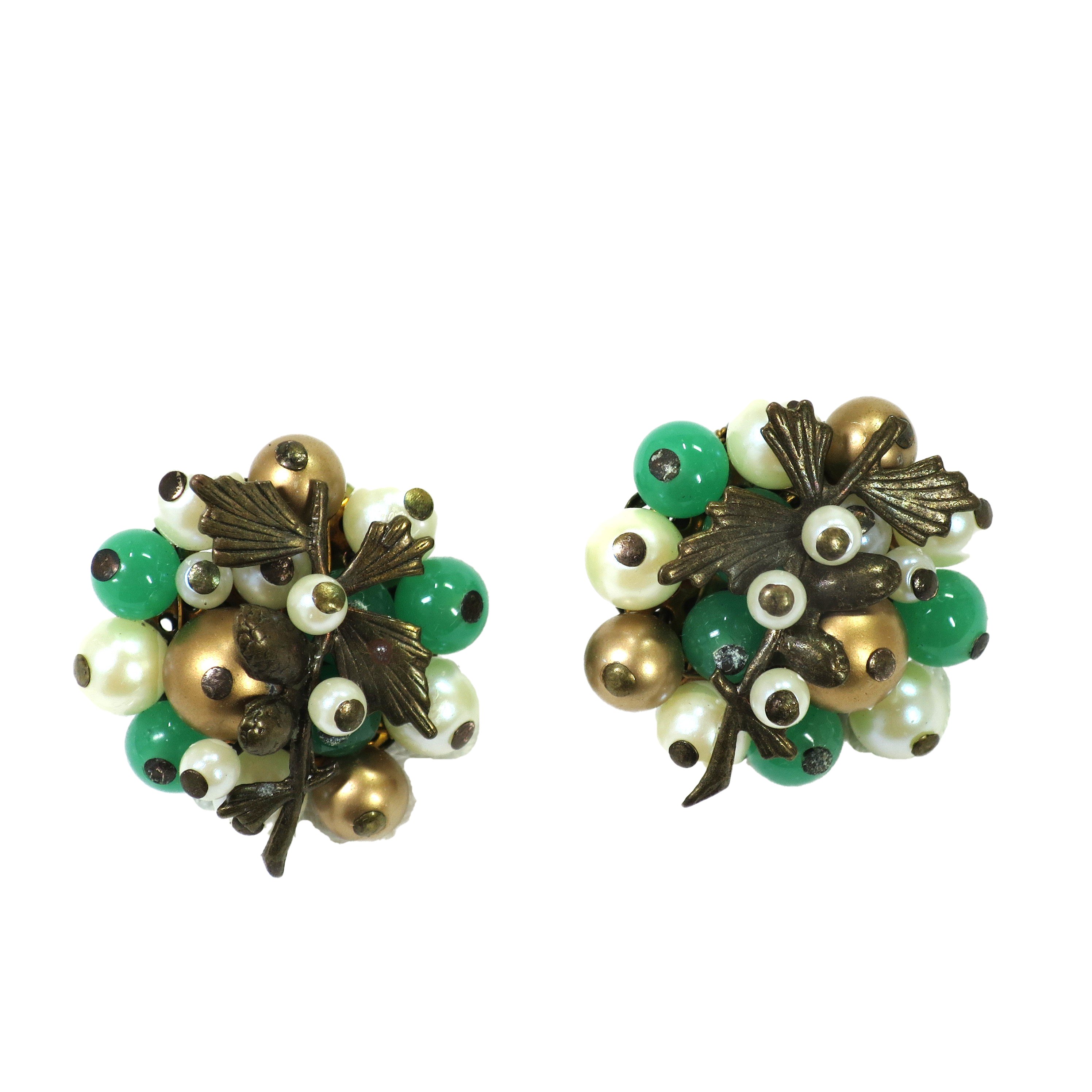 1950s Jade & Pearl Necklace & Earrings~P77678685