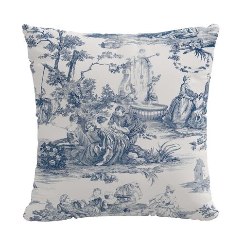 Daphne Chinoiserie Pillow, Blue/White