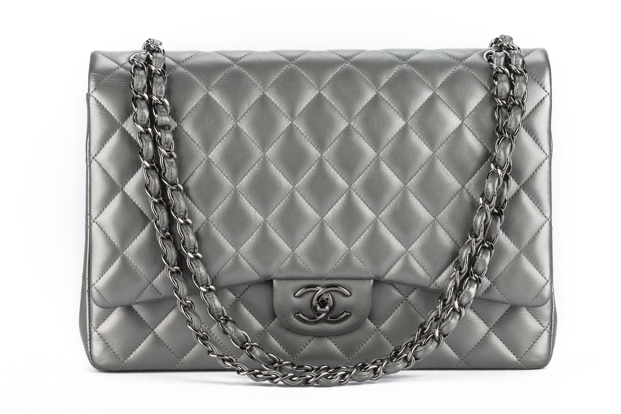 Chanel Pewter Lambskin Quilted Jumbo~P77698231