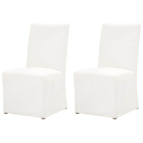 S/2 Leah Slipcover Dining Chairs, Pearl Performance~P77598575