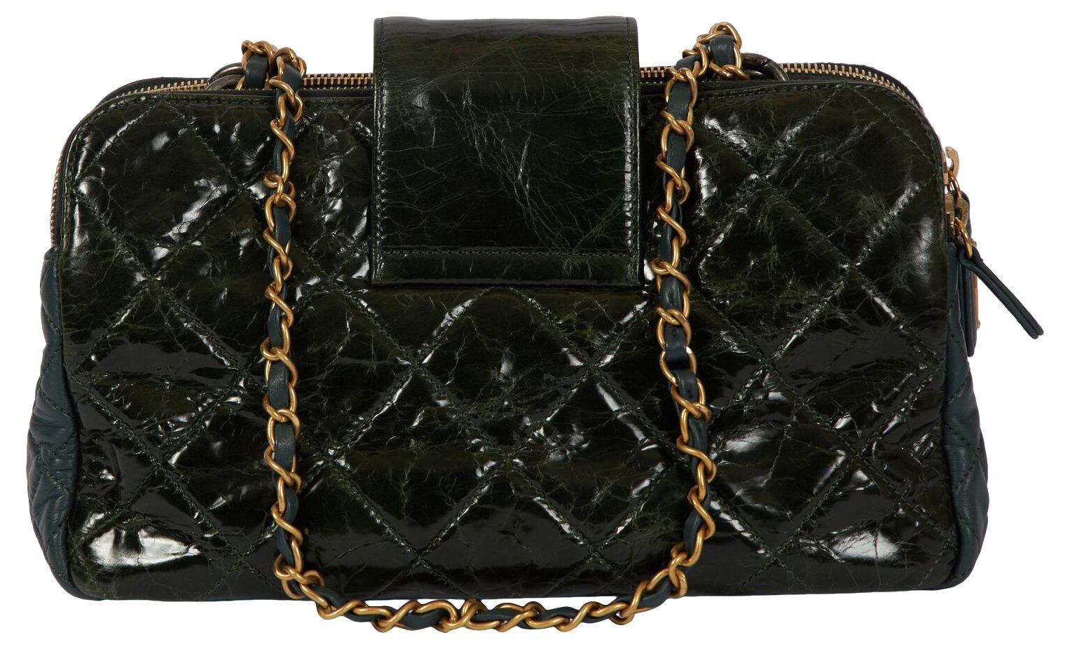 Chanel Forest Green 2-Tone Handbag - Vintage Lux