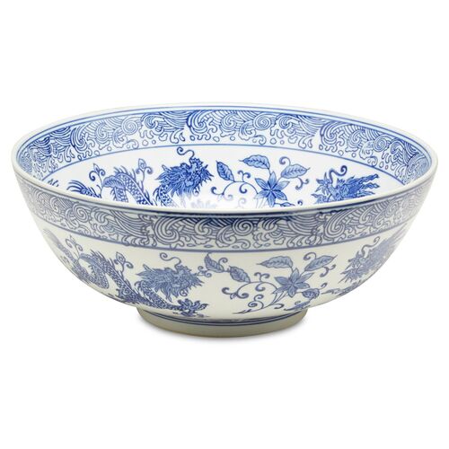 14" Dragon Bowl, Blue/White~P77165701