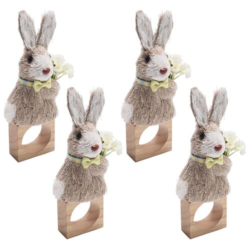S/4 Easter Bunny Napkin Rings, Multi