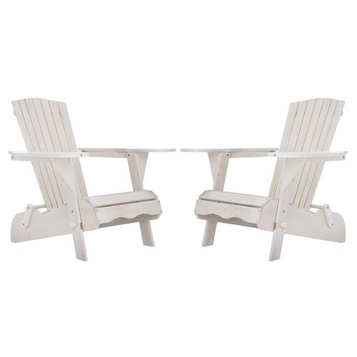 S/2 Hampton Outdoor Adirondack Chairs, White~P77647867