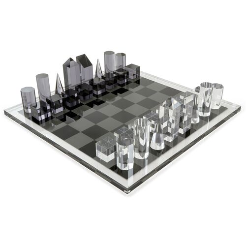 Sonora Geometric Chess Set, Black/White~P77535884