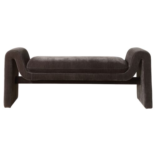 Brisa Velvet Bench, Gray