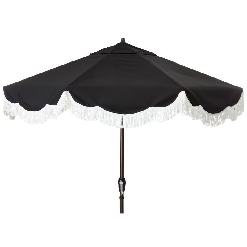 Cloud Fringe Patio Umbrella, Black