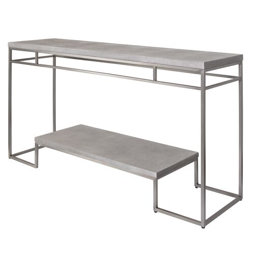 Katerina Faux Shargreen Console Table, Gray