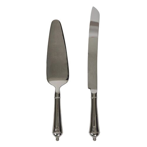 Berry and Thread 2-Pc Polished Cake Knife and Server Set, Silver