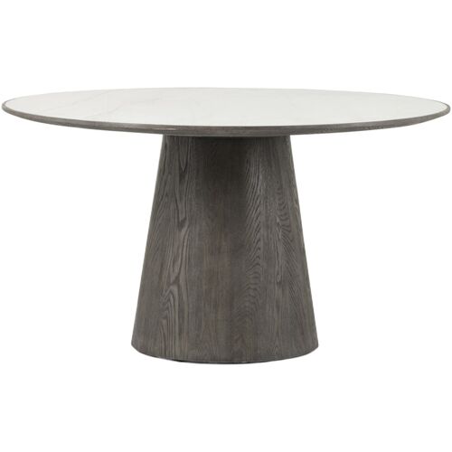 Jameson Round Dining Table, Oak/White Marble