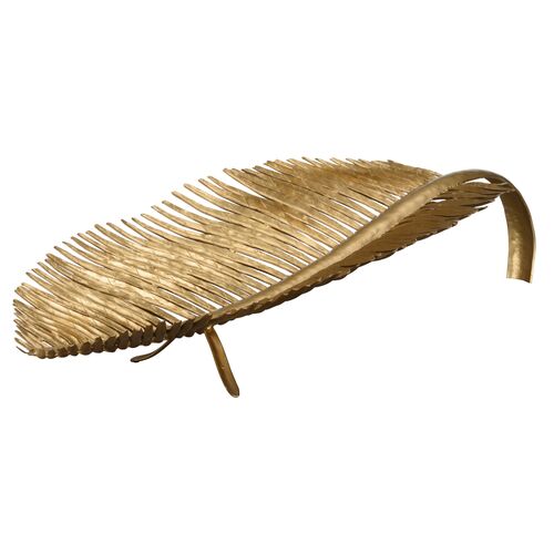 Palm Leaf Ceramic Fruit Bowl, Gold