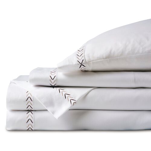 Miri Sheet Set, White/Tan Miri Sheet Set, White/Tan~P77476027