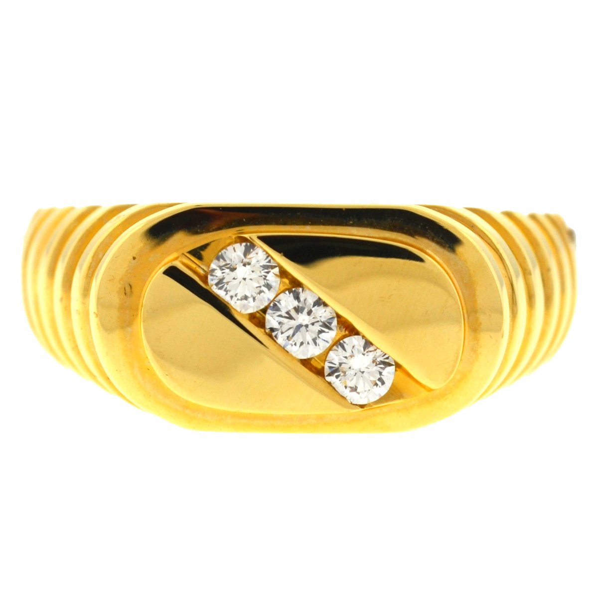 14k Yellow Gold Three Stone Men's Ring~P77610083