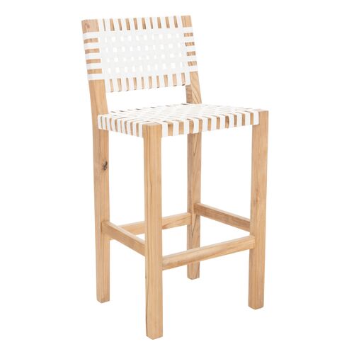 Vince Leather Counter Stool, White~P77648136