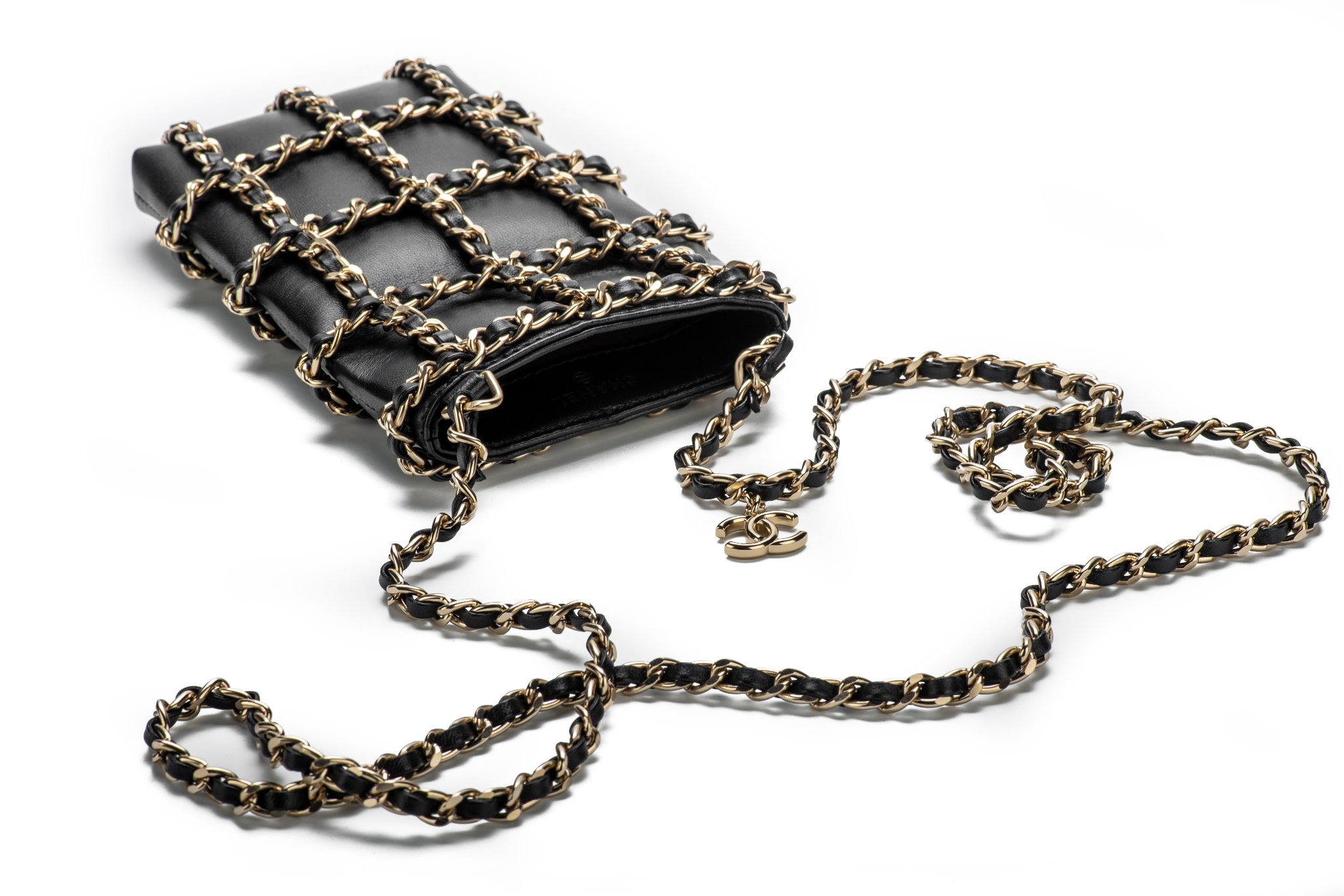 Authentic Chanel CC LOGO Cell phone Case iPhone X XS Lambskin Black Gold  Grafiti